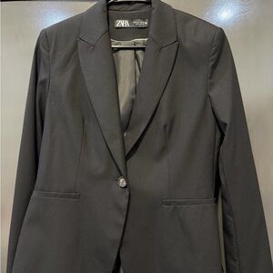 ZARA Black Tailored Single-Button Blazer